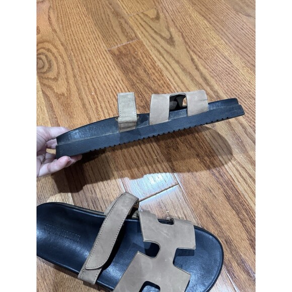 Steve Madden Mayven Tan Black Brown Nubuck Leather Sandals Womens Size 10 - Picture 5 of 8
